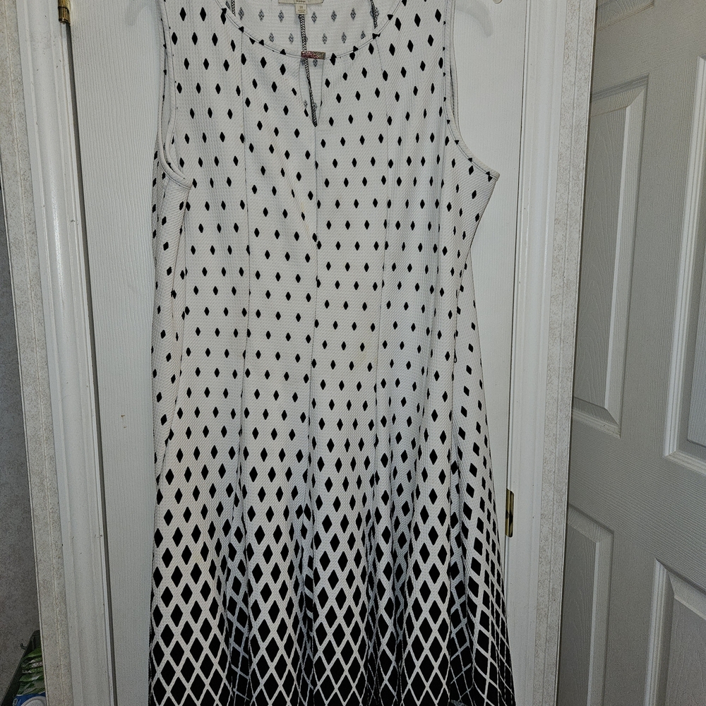 Elegant Black and White Midi Dress